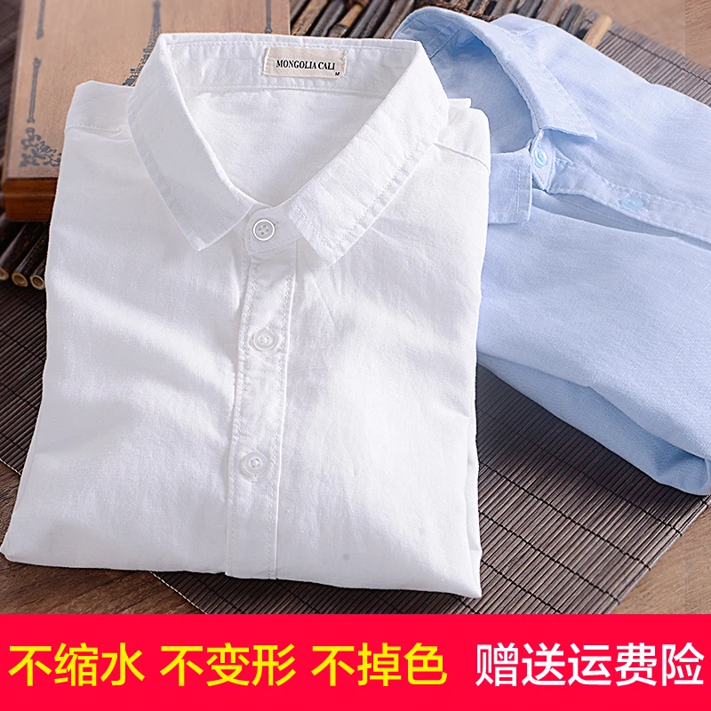 تقع 2019 الرجال ارتداء قميص كتان طويلة كم قميص من زراعة المرء الأخلاق الترفيه مريحة الشباب الرجال القطن قميص