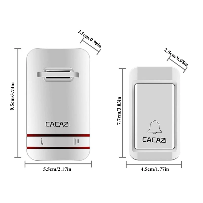 CACAZI Wireless Doorbell Self-Powered Waterproof LED Light No Battery Home Cordless Bell US EU UK Plug 1 2 Button 1 2 3 Receiver CACAZI Wireless Doorbell Self-Powered Waterproof LED Light No Battery Home Cordless Bell US EU UK Plug 1 2 Button 1 2 3 Receiver