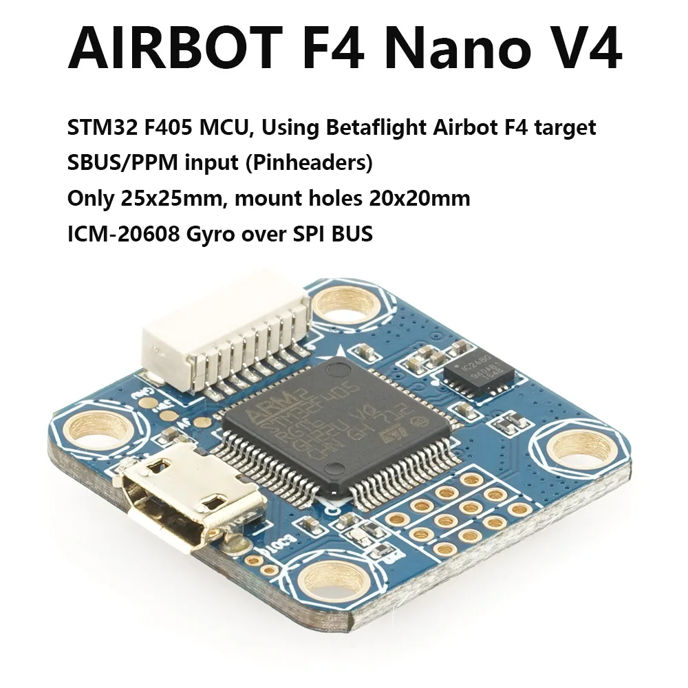 AIRBOT F4 Nano V4 Плата контроллера полета ICM20608 гироскоп для RC FPV гоночный кросс Дрон