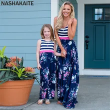 

Family matching clothes Sundress Striped Floral Dress vestido mae e filha Mother daughter dresses Mother and daughter clothes
