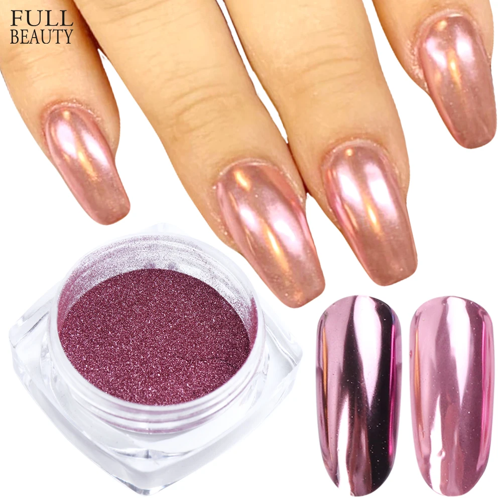 0.5g/Box Pink Rose Gold Mirror Nail Glitter Powder Metallic Shining