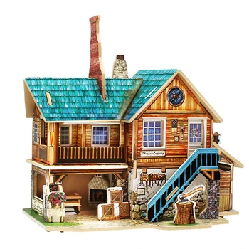 

3D Jigsaw Puzzle Wooden House Building Construction Children Kid Educational Toy
