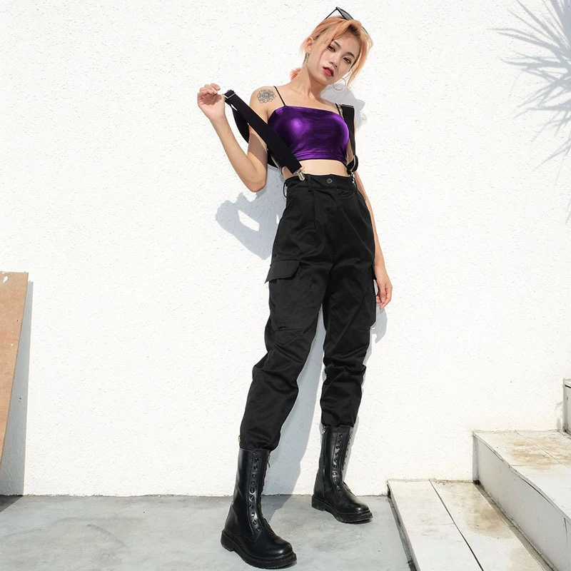 Suspender Overalls Womens Cargo Joggers 