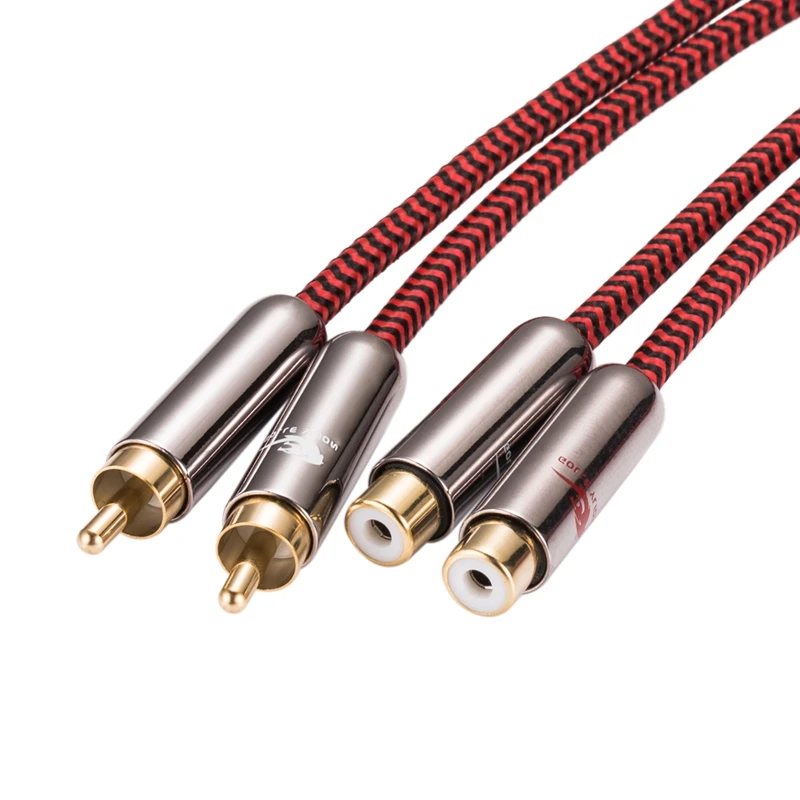 Hi Fi аудиокабель 2 RCA штекер к разъем для DVD ТВ усилителя Динамика сабвуфера Двойной