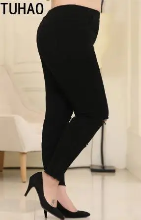 8xl 2019 Tamaño Cintura Pantalones Plus Elástico Agujero Verano 10xl Negro Tuhao Ms49 Mujeres Primavera 6xl Lápiz q8q1C