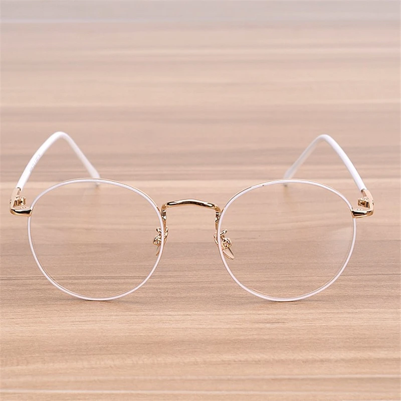 NOSSA классические большие круглые оправа очки Женские винтажные металлические белые очки женские элегантные очки оправа Студенческая оптическая оправа