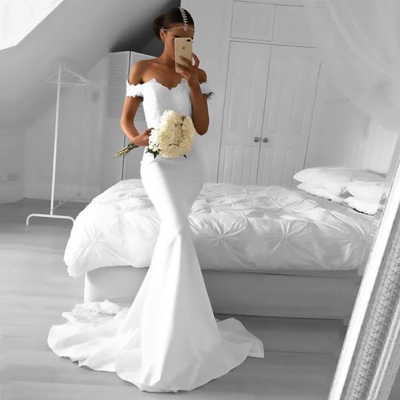 Tidetell White Mermaid Wedding Dresses Long Lace Elegant Bodycon High Quality Custom Made 