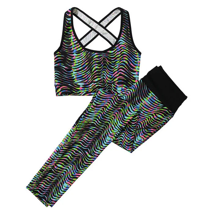 New 2 Pcs Women Yoga Sets Seamless Vest+Pants Leggings Set Gym Workout