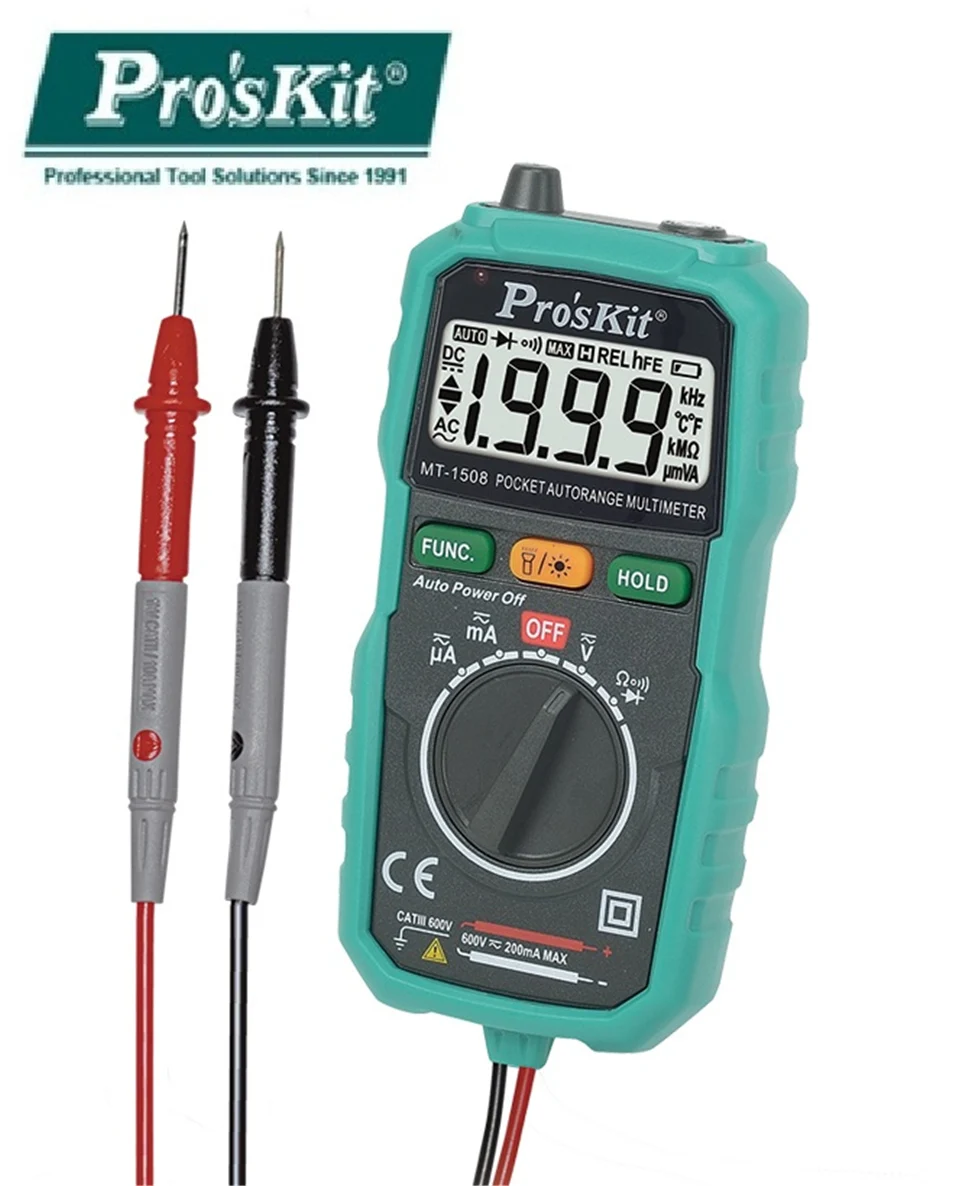 

Hot Taiwan Pro 'skit MT-1508 MT-1509 Smart Pocket Type Automatic Range Digital Multimeter Anti-burn High Precision Multimeter