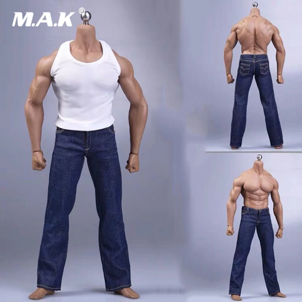 1/6 Scale Male Figure Clothes Set Loose Jeans Vest Belt Accessory Model ...