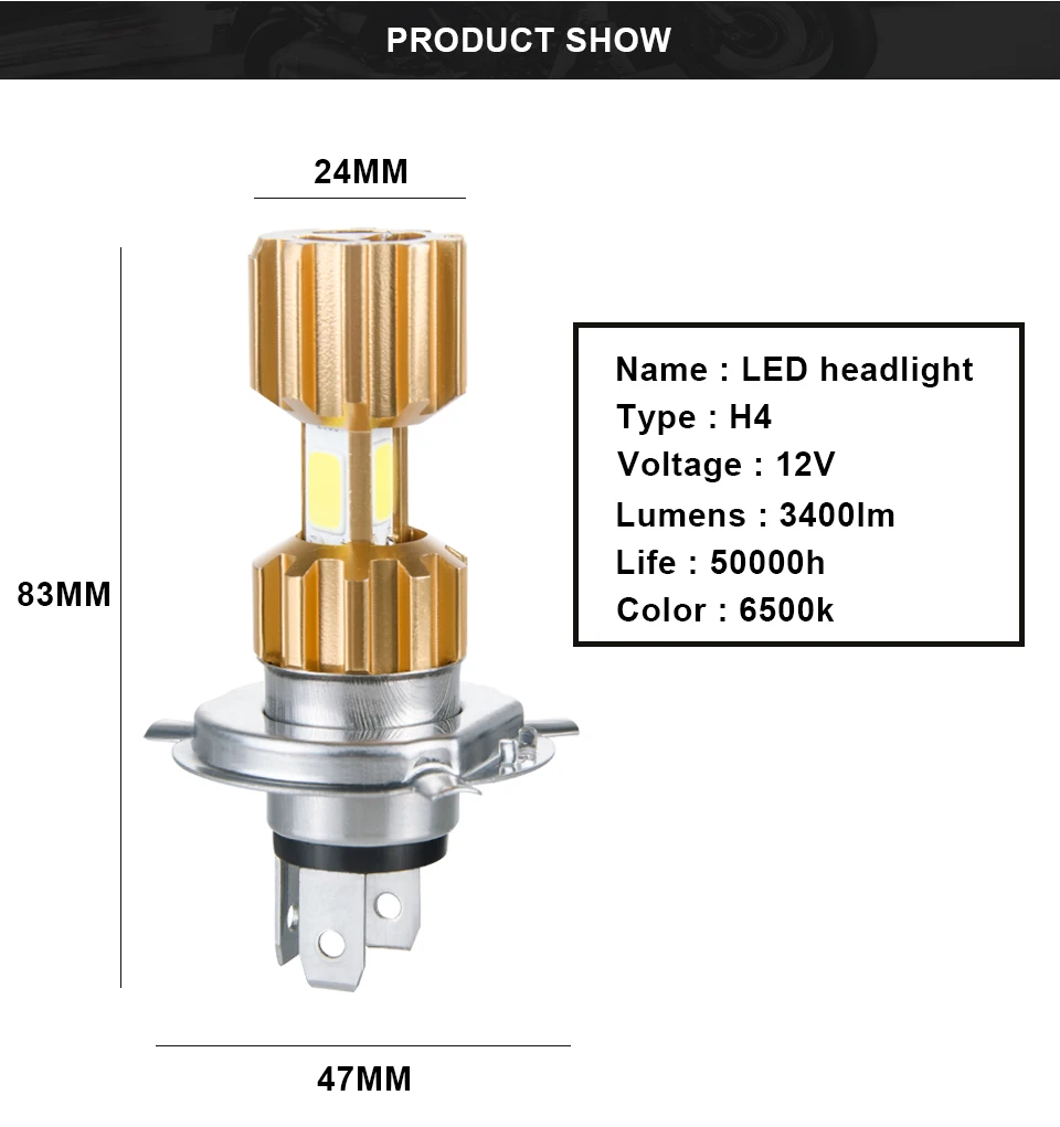 Foxcncar H4 светодиодный фонарь для мотоцикла 6500K 12V 24V противотуманная фара для мотоцикла COB мопед скутер Наружное освещение Hi-Lo фары