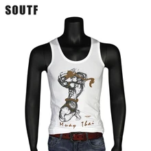 Printed vest breathable sports and fitness training Muay Thai boxing workout short sleeve muay thai boxing