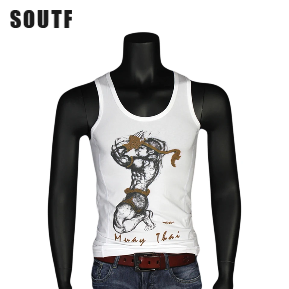 Printed vest breathable sports and font b fitness b font training Muay Thai boxing workout short