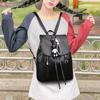 

Solid Black PU Backpack Woman Fashion Drawstring Designer Female Rucksack School Bag for Teenage Girls Mochila Feminina