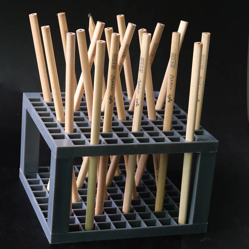 

Plastic 96 Holes Pen Pencil Holder Paintbrush Storage Shelf Makeup Brush Holder Large Capacity Eyebrow Pencil Holder Rack
