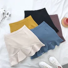 Женская мини-юбка с оборками на весну-осень Jupe Femme, Повседневная Студенческая юбка с завышенной талией, юбка-годе