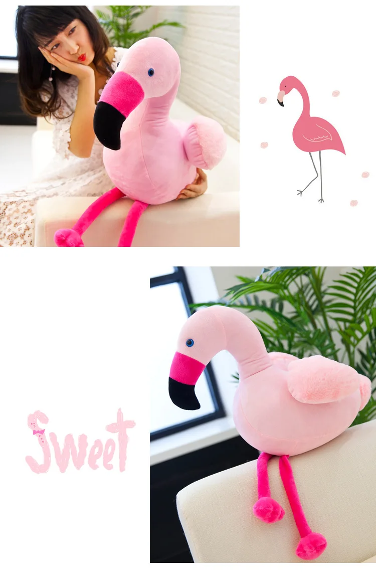 30-70 см мягкая Фламинго плюшевая игрушка кукла-птичка Подушка Мягкие животные для детей подарок на день рождения подарок для девочек большой размер фламинго