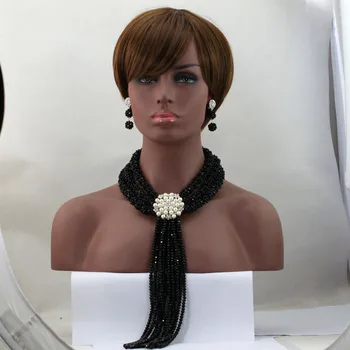 

Black Women Stylish Crystal Beads Jewelry Costume Nigerian Traditonal Wedding African Beads Jewelry Set Free Shipping HX558