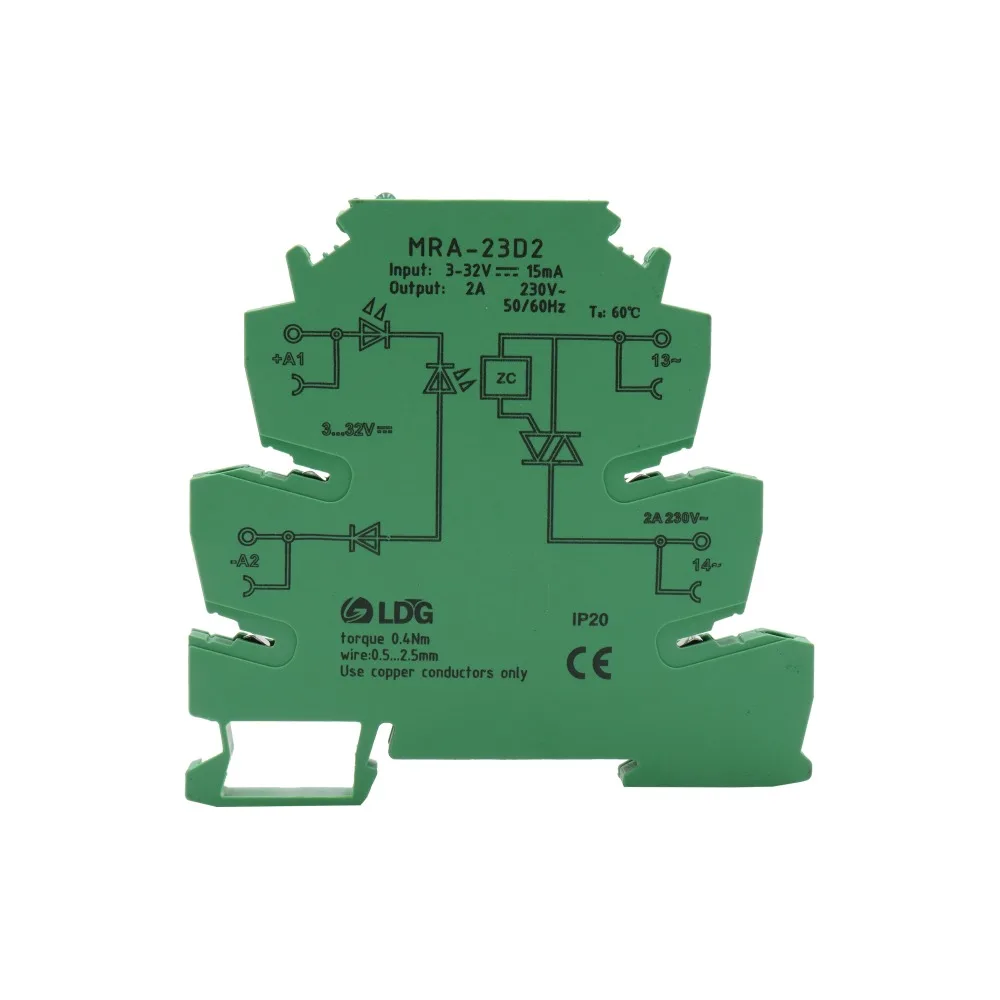 10 шт./партия MRA-23D2 клеммные блоки DIN Rail вход 2A: 3 в 5 в 12 В 24 В DC AC SSR твердотельные реле MRA-23D2