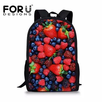 

FORUDESIGNS Fashion Colorful Printing Girls Boys Backpack,Fruit Candy Color Kids High School Backpacks,Primary Children Book Bag