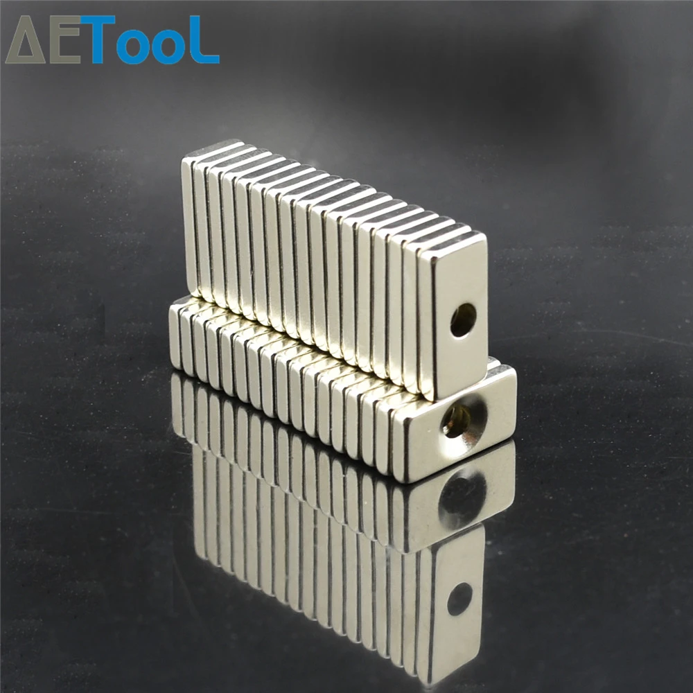 AETool 20x10x3 мм квадратные сильные магниты отверстие 4 мм Редкоземельные неодимовые N52 постоянный магнит трудно отделить