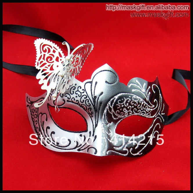 12 шт., лидер продаж Новая женская черная серебряная Венецианская металлическая маска, маска-бабочка
