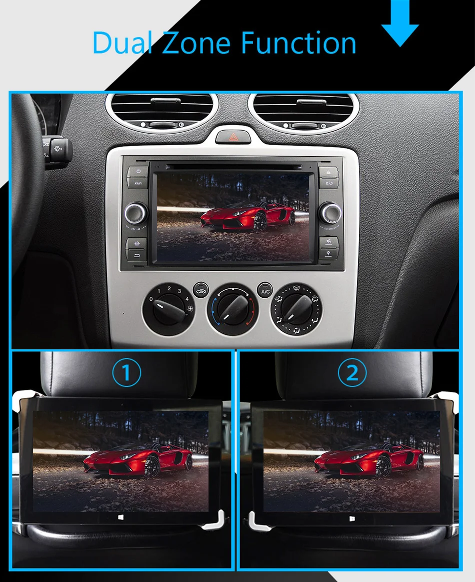 Cheap Eunavi 7" in dash 2 din Android 9.0 Car DVD Player Car GPS stereo OBD2 for Ford C-Max Fiesta Fusion Kuga Mondeo Focus with radio 17
