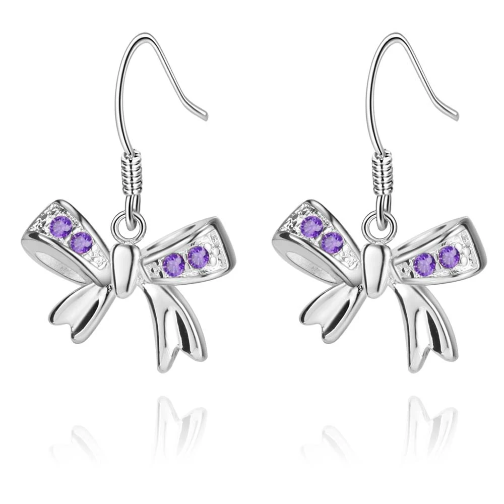 

Zircon inlaid purple bow high quality Silver Earrings for women fashion jewelry earrings /PRZQEEGE DKMQEFEF