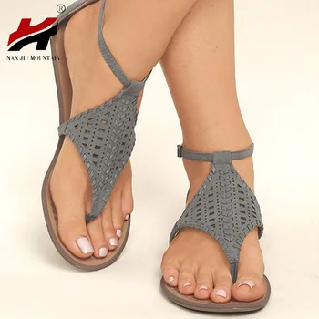 

Summer Women's Shoes Flat Comfort Hollowing Thong Sandals Size 35-43