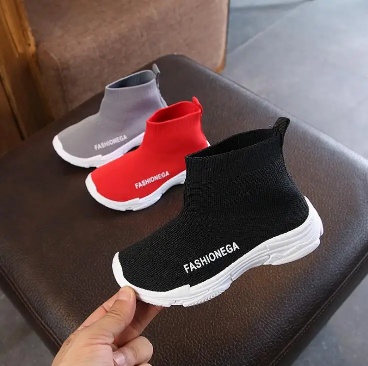 2021 Spring New Children Casual Shoes Girls Sneaker For Boys Running Outdoor Anti-Slippery Knit breathable Kids Socks Shoe | Детская