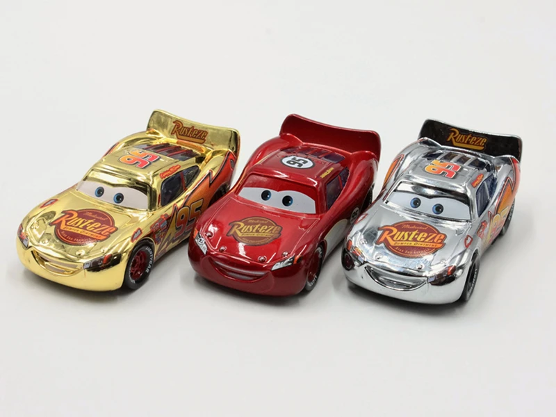 Disney Pixar Cars 3 шт./лот покрытие золото серебро Молния Маккуин 1:55 Масштаб литья под давлением металлический сплав модель автомобиля милые игрушки для детей