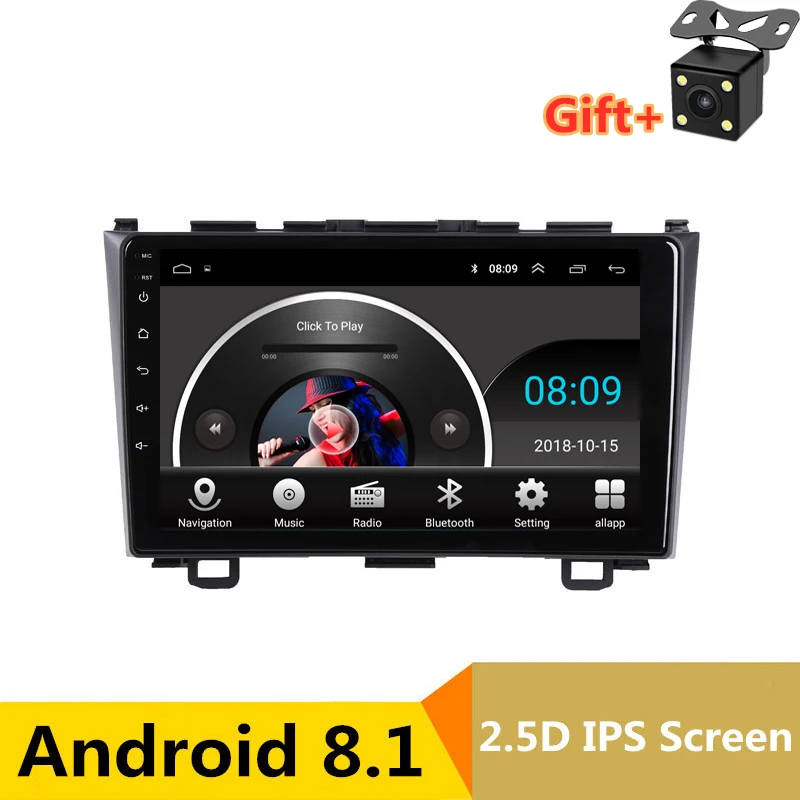 Best 9" 2.5D IPS Android 8.1 Car DVD Multimedia Player GPS For Honda CRV 2007 2008 2009 2010 2011 audio car radio stereo navigation 0