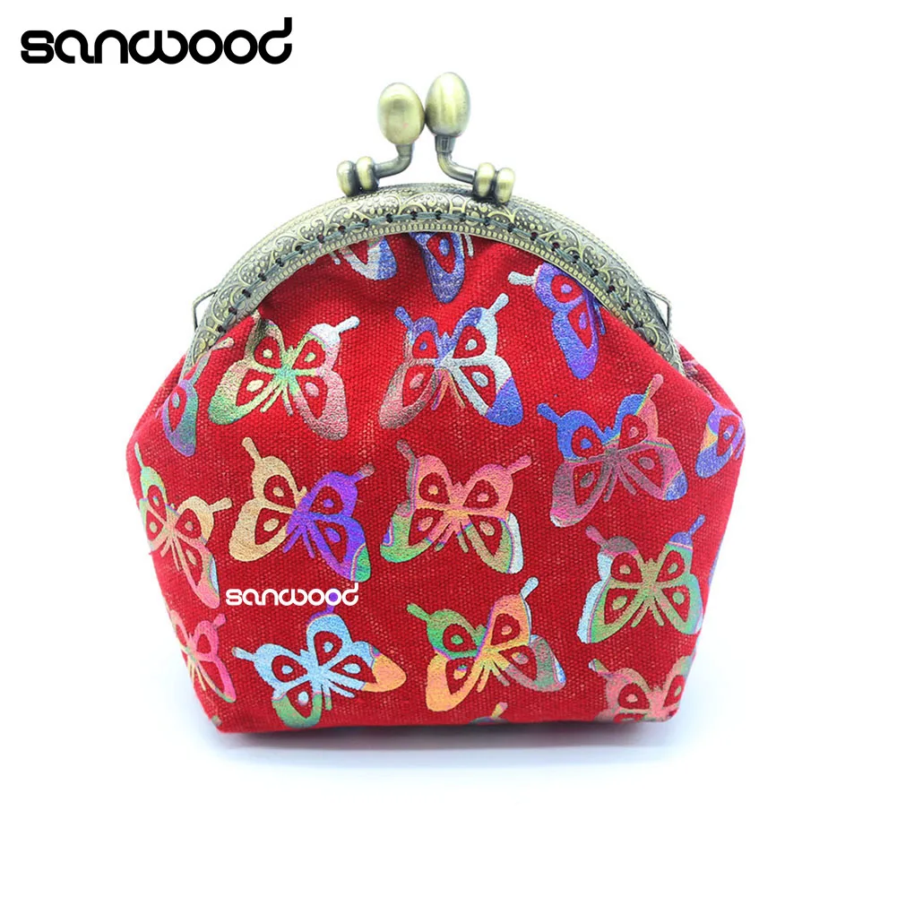 Newest Women Vintage Gilding Butterfly Pattern Coin Purse Mini Canvas Wallet Card Holder Bag-in ...