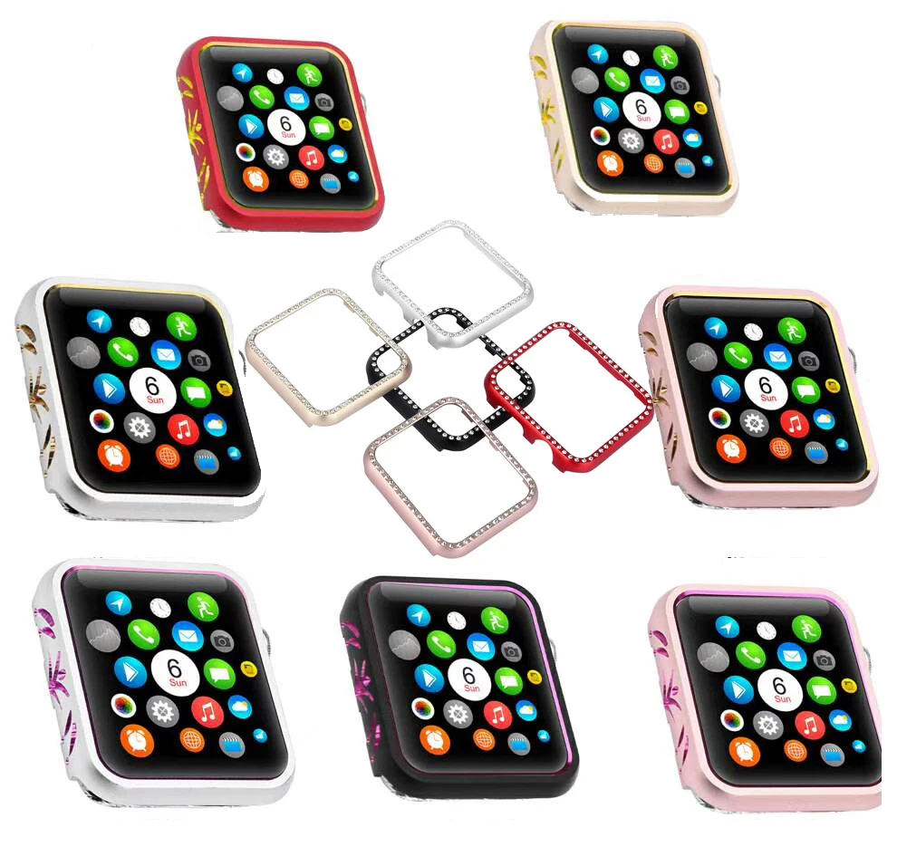 Женский Алмазный чехол для Apple Watch band 42 мм/38 мм iwatch 3/2/1 алюминиевый сплав Защитная
