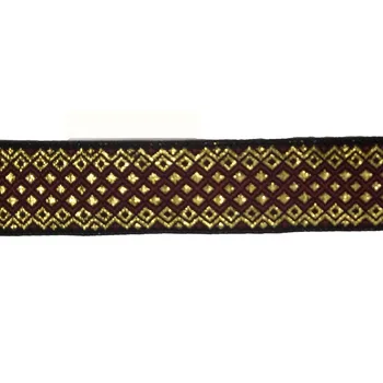 

2.5cm 25mm 1' Blink Filigree Gold Diy Coffee Black Shiny Metallic Rhombus Ribbon Costume Laciness National Jacquard Webbing Lace