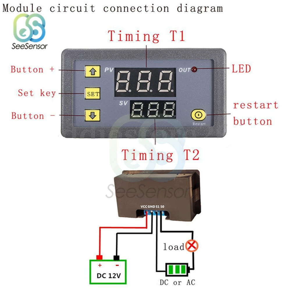 12 В постоянного тока, 110 В, 220 В, Цифровое реле задержки времени, светодиодный дисплей, переключатель управления таймером, регулируемое реле времени, переключатель задержки времени