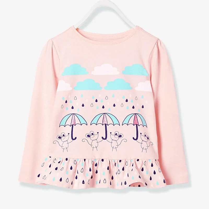 

Little maven 2-7Years 2018 Autumn New Kids Toddler Girls Long Sleeve Tops T-Shirt With Cloud Children's Girl Teenage Clothes