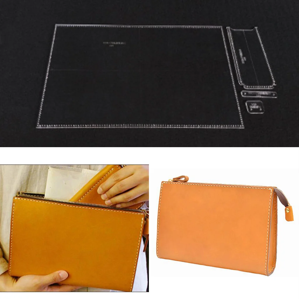 4Pcs Acrylic Clear Large Hand Bag Purse Wallet Stencil Template DIY Leather Craft