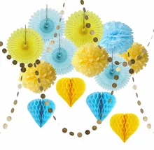 Sunbeauty 5pcs Mixed 8" 20cm Tissue paper pompoms pom pom balls Paper Fans For Wedding Decoration Party Supplier