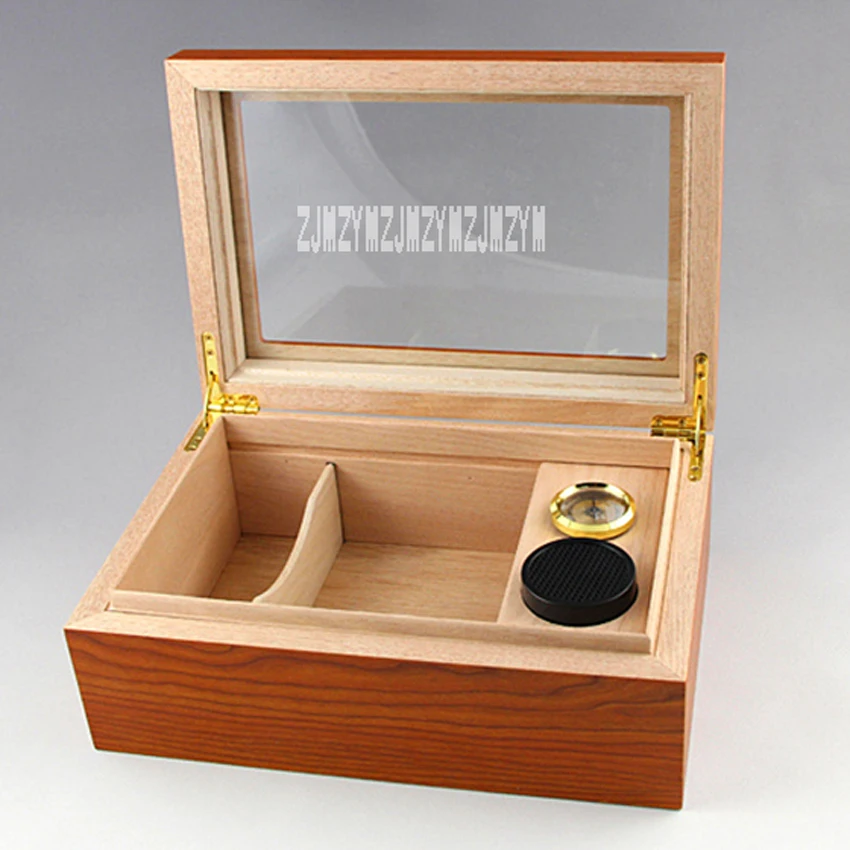 Высококачественный деревянный сигарный ящик большой Ёмкость увлажнения коробка для сигар прозрачный Стекло шкатулка хранения для сигарет коробка по распродаже
