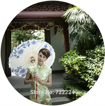 

Dia 50cm Chinese Ancient Blue-and-white Handmade Oilpaper Umbrella Traditional Craft Waterproof Parasol Decoration Prop Umbrella