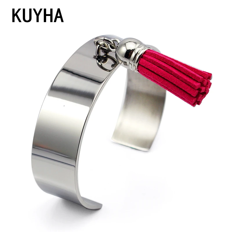 

Adjustable Open Bracelets for Women Multi-color Tassel Arm Cuff Bangles Engravable Customizable Jewelry Gift For Girls