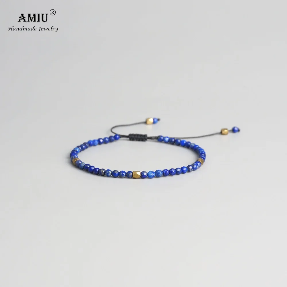 AMIU 3 мм бусины из натурального лаписа Тибетский камень стрейч браслет для мужчин и женщин Йога чакра хрустальные бусины браслеты