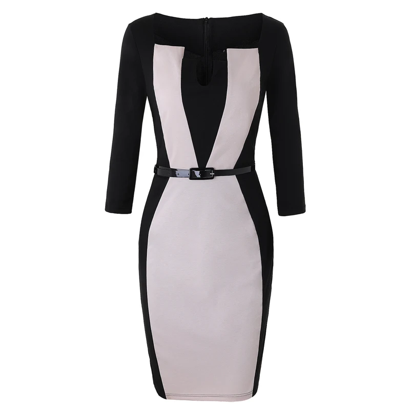 Женское облегающее платье OTEN офисное с оптической иллюзией|robe crayon|dress officebodycon dress |