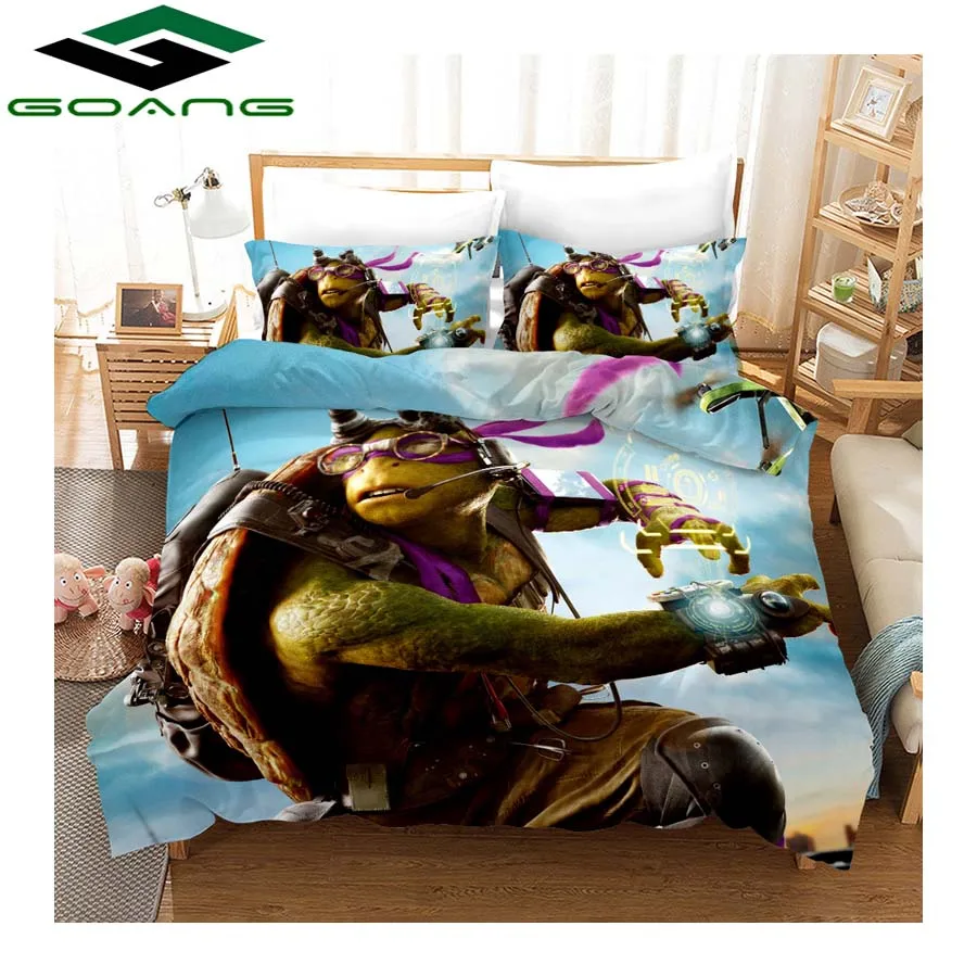

GOANG bedding set 3d digital printing Teenage Mutant Ninja Turtles 100% Microfiber duvet cover and pillowcase home textiles