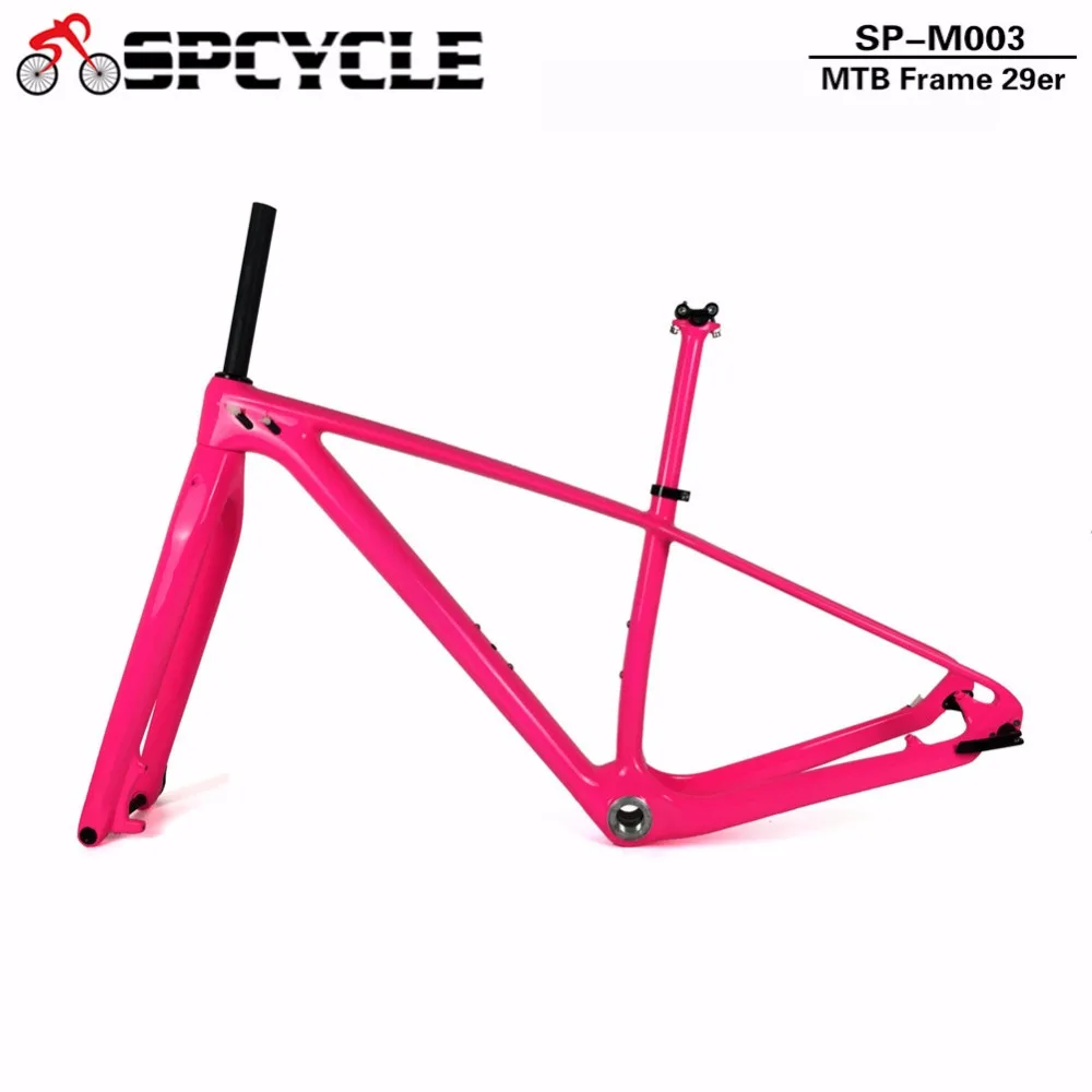 Clearance Spcycle 650B/27.5er/29er MTB Mountain Bicycle Carbon Fiber Frames Framesets,142mm Thru Axle MTB Bike Carbon Frames 15"/17"/19" 2
