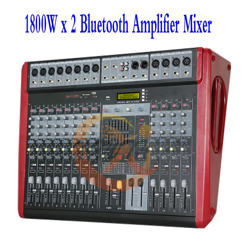 3600W Amplifier Audio Sound Mixer 12 Channel High Power DJ Mixing Controller with 16 DSP Digital
