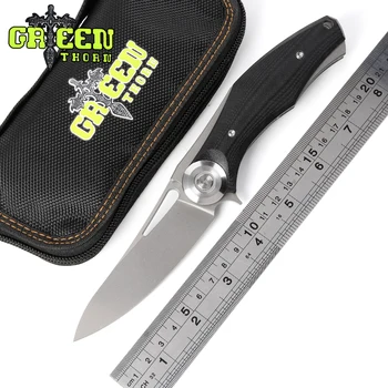 

GREEN THORN Dark ball bearing tactical folding knife D2 blade titanium+G10 handle camp hunting outdoor survival knives EDC tools