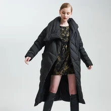 Европейские зимние женские пуховые парки, пальто с отложным воротником, 80% утиный пух, женское длинное пальто размера плюс 4XL 5XL LF4149