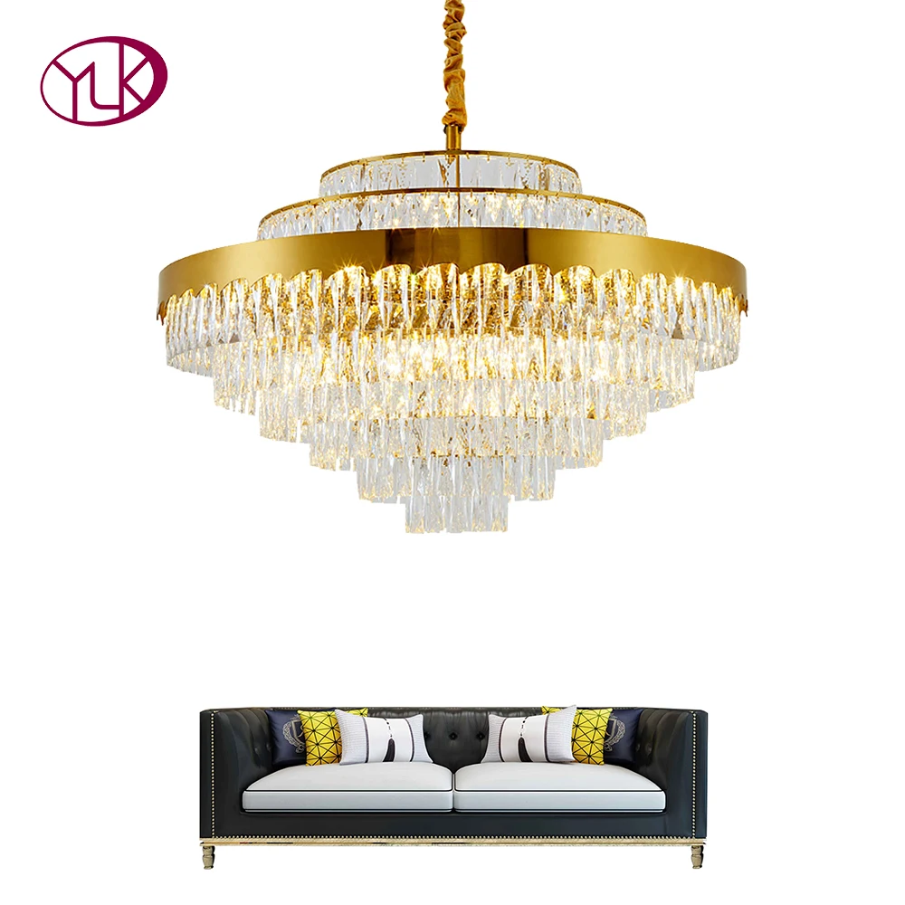 

Youlaike Contemporary Luxury Crystal Chandelier Lighting IN THE Living Dining Room Chain Chandeliers Gold Light Fixtures